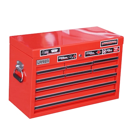 Urrea Top Chest/Cabinet, 9 Drawer, Red, Steel, 27 in W x 17 in D x 12 in H X27S9